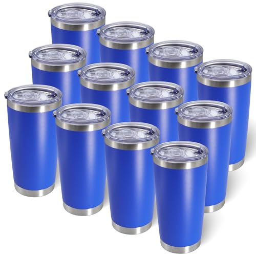 20oz Tumbler with Lid Stainless Steel Tumblers Insulated Mug Dark Blue 12P (12 Count)