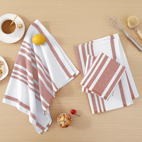 Premium Cotton Stripe Kitchen Towels 8 Pack (8 Count)