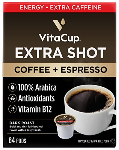 Extra Shot High Caffeine Dark Roast Coffee Pods (64 Count)