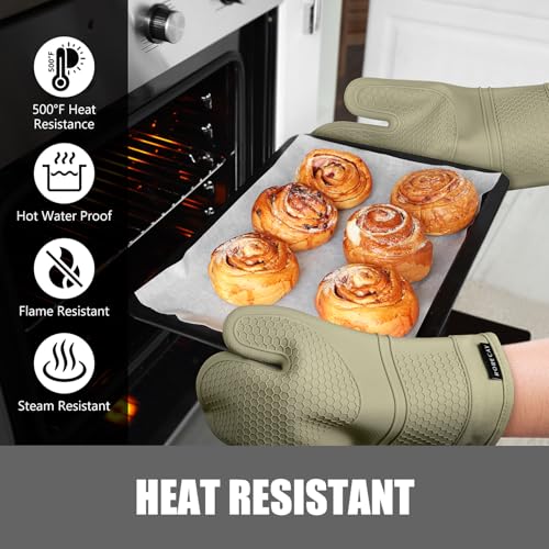 Silicone Oven Mitts and Pot Holders Sets for Kitchen