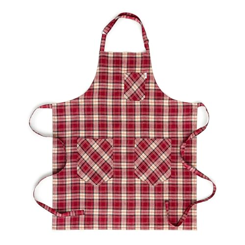 100% Pure Linen Apron Burgundy Adjustable