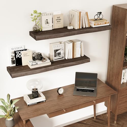 Wood Floating Shelves Live Edge 24” Set of 2 (2 Count)