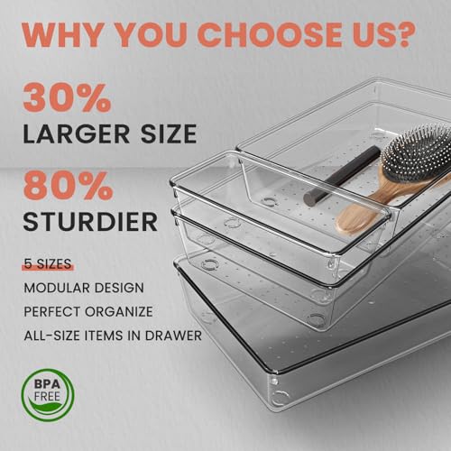 Large Clear Plastic Drawer Organizer 28 Pack (28 Count)