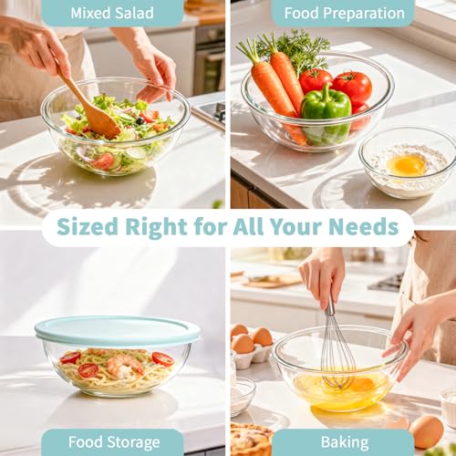Glass Mixing Bowl with Lids Set of 5 (5 Count)
