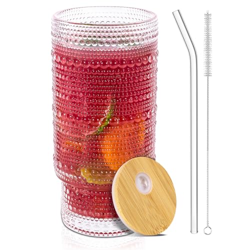 16 Oz Glass Cup with Lid and Straw