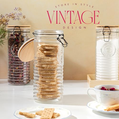 Tall Glass Pasta Storage Containers with Airtight Clasp Lids