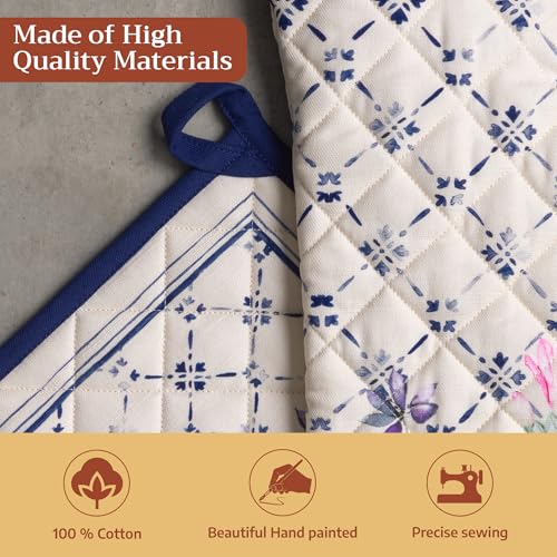 100% Cotton Oven Mitt & Pot Holder Set