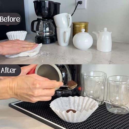 Coffee Bar Mat for Countertop White Frame 18x12 in