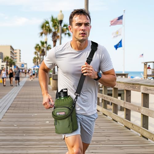 64 oz Insulated Water Bottle with Carrier Bag & 3 Lids