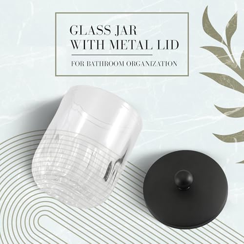 Glass Jar with Metal Lid for Bathroom Organization