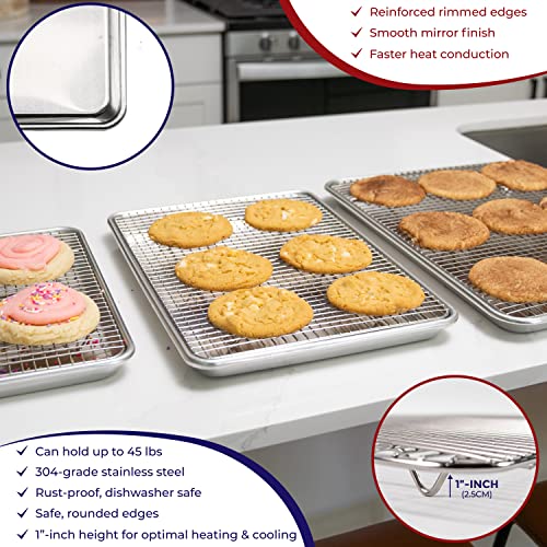Jelly Roll Baking Pan and Rack Set Nonstick 10.6x15.6 (2 Count)