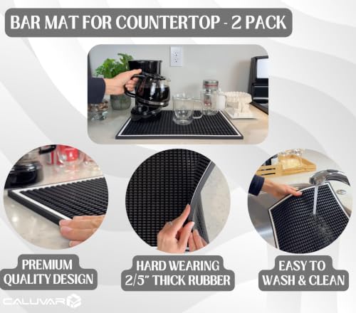 Coffee Bar Mat White Frame 18x12 in 2 Pack Silicone (2 Count)
