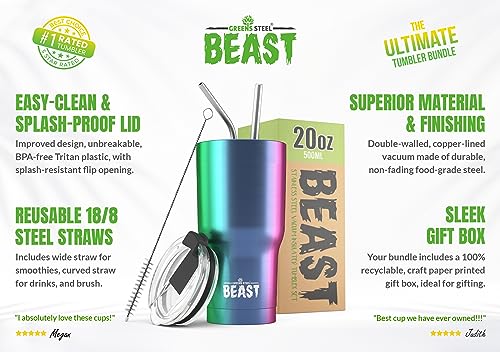 Beast 20 oz Tumbler Stainless Steel Vacuum Insulated Coffee Ice Cup Double Wall Travel Flask