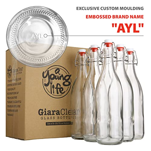 Flip Top Glass Bottle [1 Liter (6 Count)