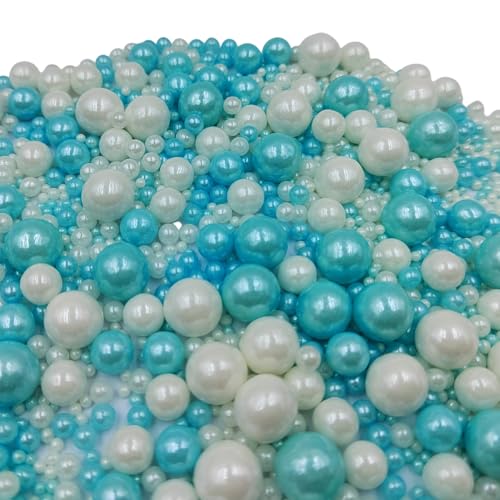 Edible White Blue Sugar Pearls Candy Sprinkles 120G (4.23 Ounce)