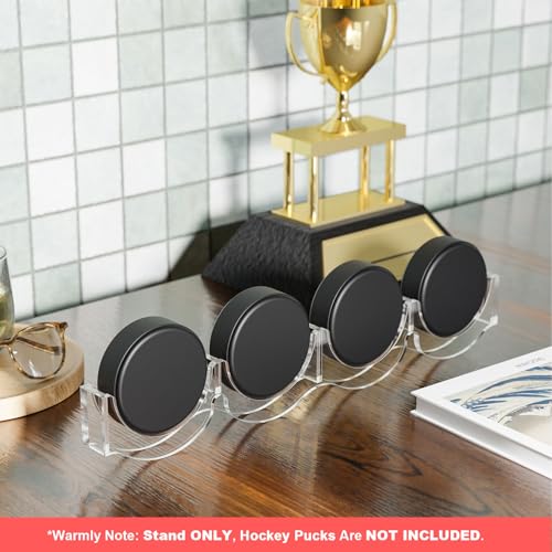2 Pcs Hockey Puck Display Case Acrylic Hockey Puck Holder for 4 Pucks (2 Count)