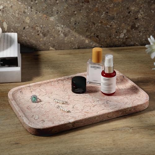 Marble Tray 12"x8" Natural Marble Vanity Tray for Countertop Bathroom Kitchen Dresser