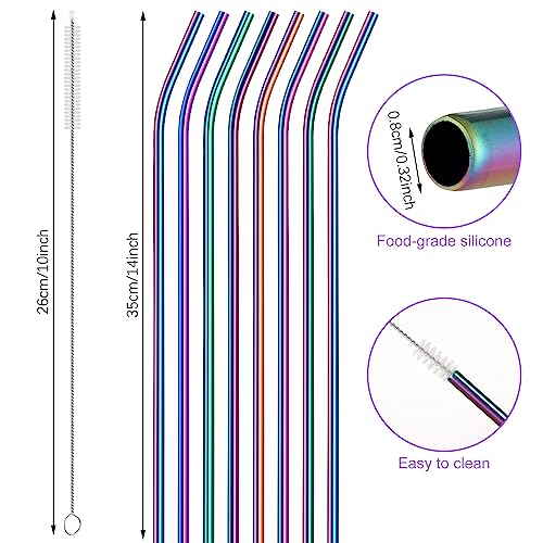 8 Pieces 14 Inch Reusable Stainless Steel Straws Long Drinking Straws for 100 oz Tumblers (8 Count)