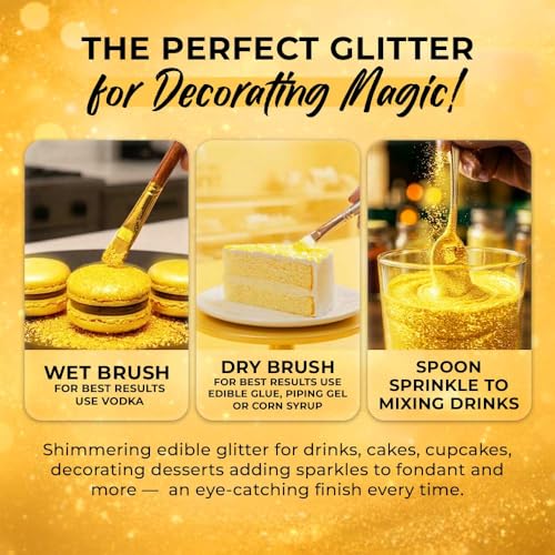 Bulk 20g Yellow Edible Glitter for Drinks