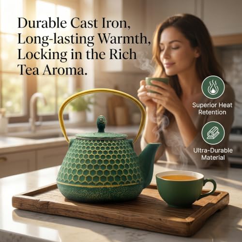 34oz Cast Iron Tea Kettle for Stovetop