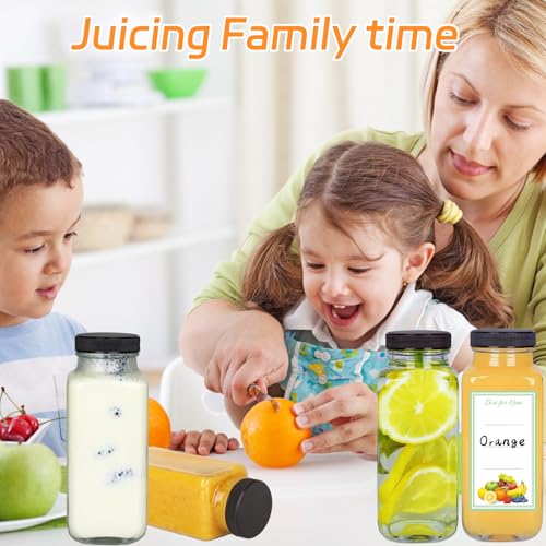 6 Pack 8oz Glass Juice Bottles with Lids