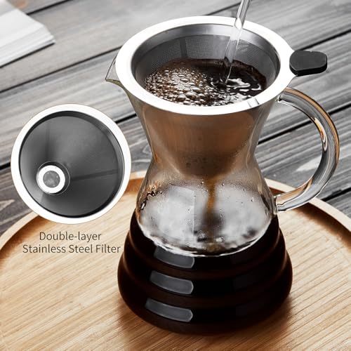 Pour Over Coffee Maker with Permanent Stainless Filter 40 fl oz (40 Fl Oz)