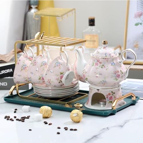 floral porcelain coffee cups set for 6 people