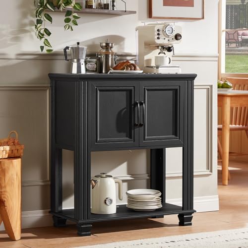 Farmhouse Coffee Bar Cabinet with Open Shelf