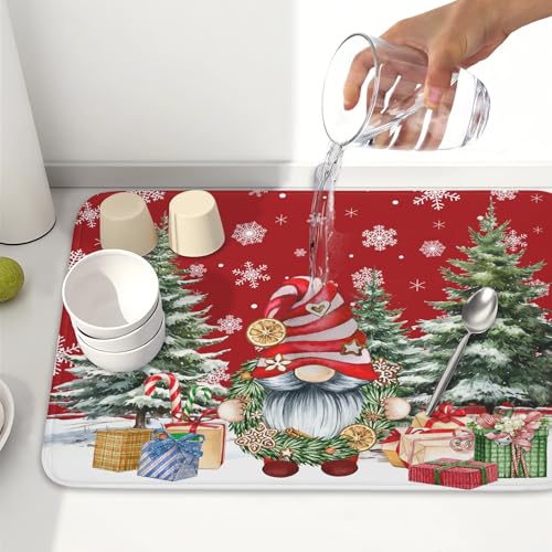 Christmas Dish Drying Mat for Kitchen Counter