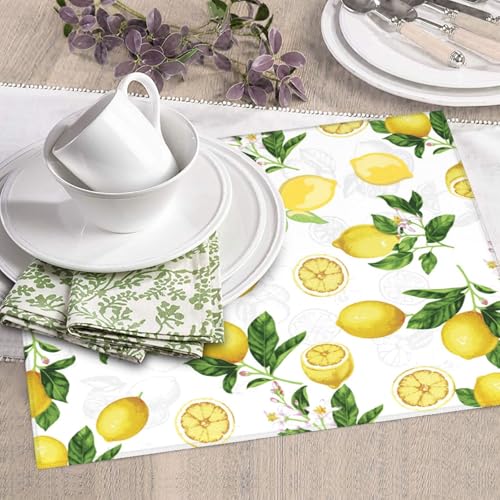 Lemon And Leaves Dish Drying Mat