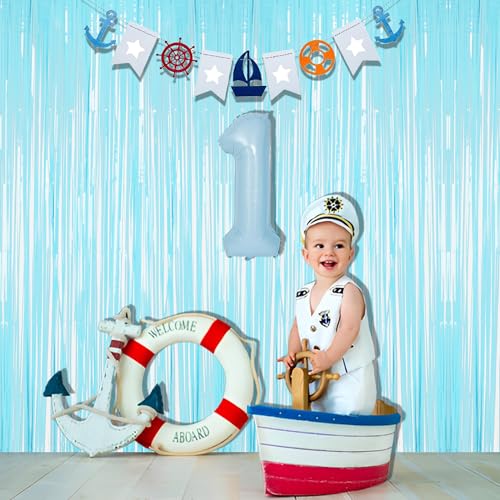 Pastel Blue Fringe Curtains Party Streamers Backdrop (2 Count)
