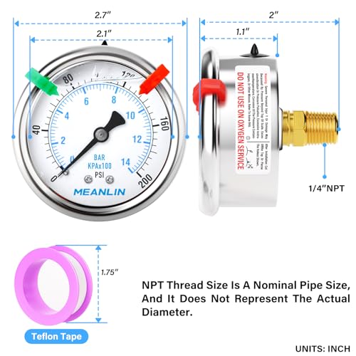 0~200Psi Liquid Filled Pressure Gauge 1