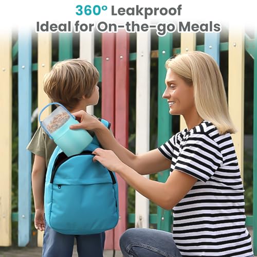 2-in-1 Insulated Food Jar with a Snack Container - 15oz Kids Soup Thermos for Hot Food with Handle and Spoon, Leak Proof Bento Lunch Box Kids, Perfect for School & Travel