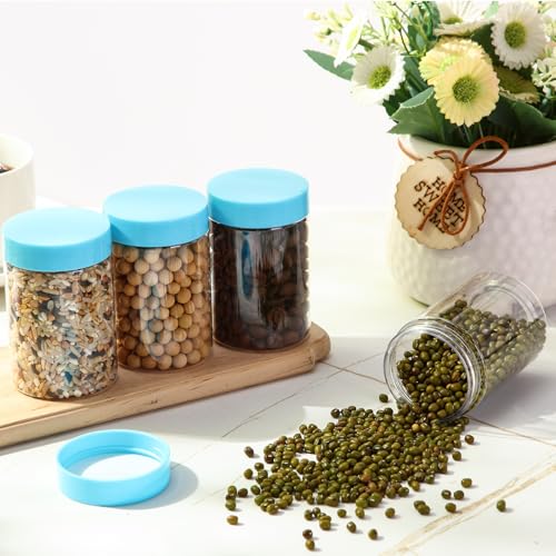 4 Pcs Plastic Jars Wide Mouth with Lids (4 Count)