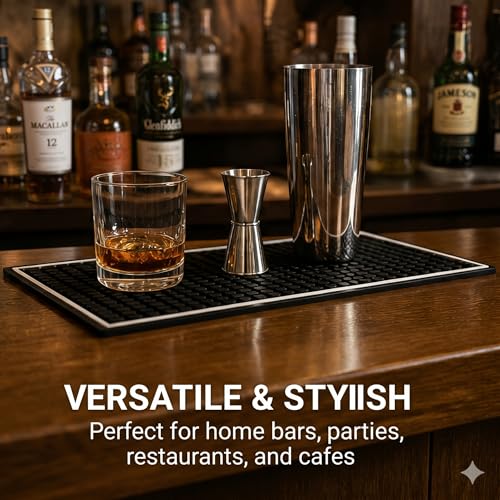 Bar Mat 12in x 6in. 1cm Thick Durable and Stylish Bar Mat for Spills (2 Count)