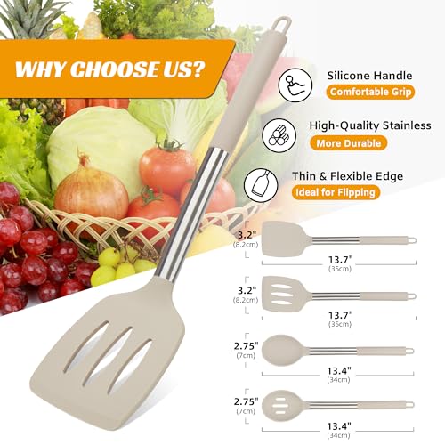 Kitchen Utensils Set Silicone Kitchen Utensils Set for Nonstick Cookware Perfect for Baking and Mixing (4 Count)