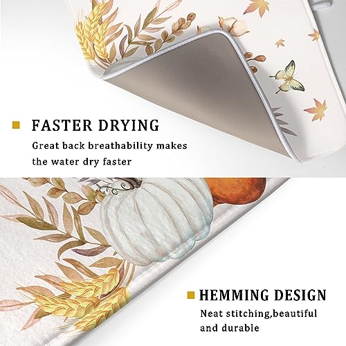 Fall Pumpkin Maple Dish Drying Mat for Kitchen Counter