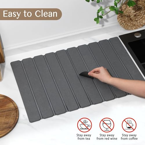 Large Stone Dish Drying Mat for Kitchen Counter (2 Count)