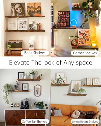 Rustic Brown Floating Shelves 22.5in