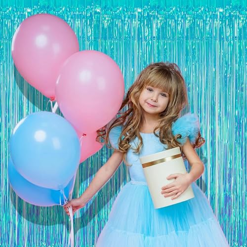 Iridescent Blue Fringe Curtains (2 Count)