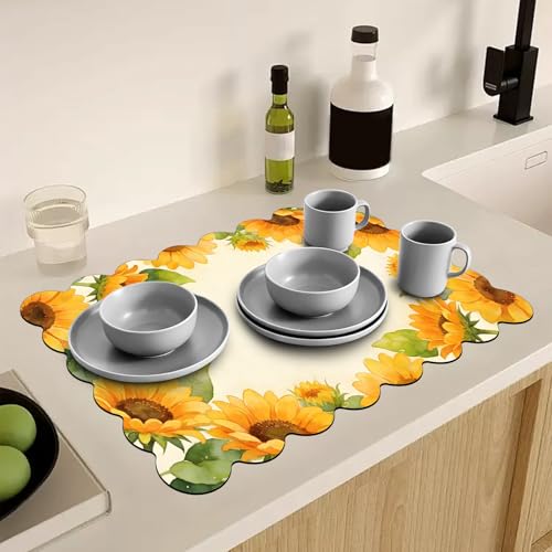 Scalloped Dish Drying Mats for Kitchen Counter
