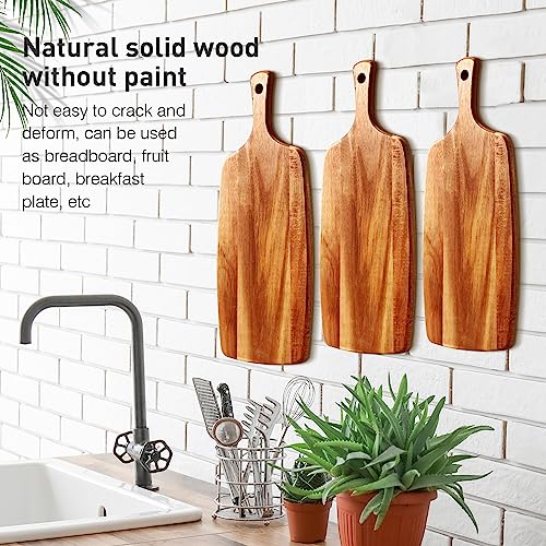 3 Pcs Acacia Wood Cutting Board with Handle (3 Count)