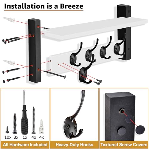 Coat Rack Wall Mount with Shelf