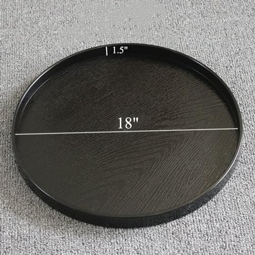 Round Solid Wood Serving Tray Extra Large Tea Coffee Snack Food Meals Serving Plate Non