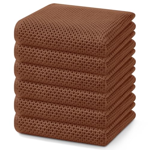 100% Cotton Waffle Weave Kitchen Dish Towels 6 (6 Count)