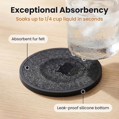 Absorbent Coasters for Drinks with Holder (7 Count)
