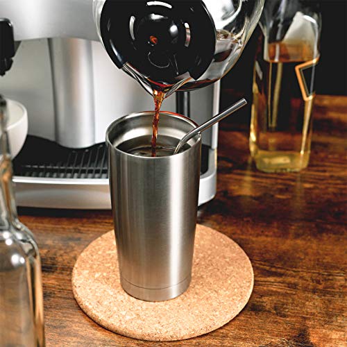 20oz Tumbler with Straw Stainless Steel Insulated Coffee Tumbler Cups Double Wall Vacuum Travel Coffee Mug with Splash Proof Sliding Lid for Hot Cold Drinks (4 Count)