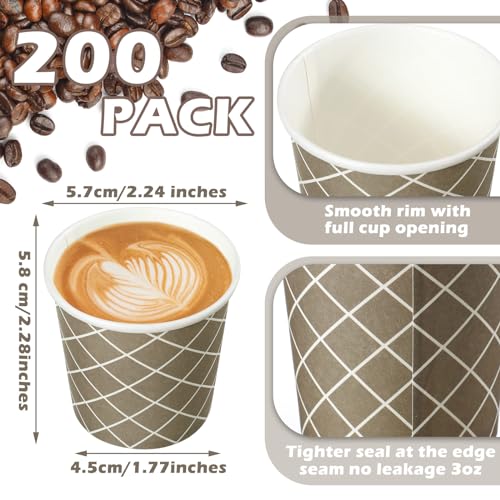 200 Pcs Count 3 oz Disposable Coffee Cups Disposable Espresso Cups Small Paper Cups 3 oz Cups for Coffee Tea Cocoa Juice Mini Paper Cups for Cafes Offices and Home