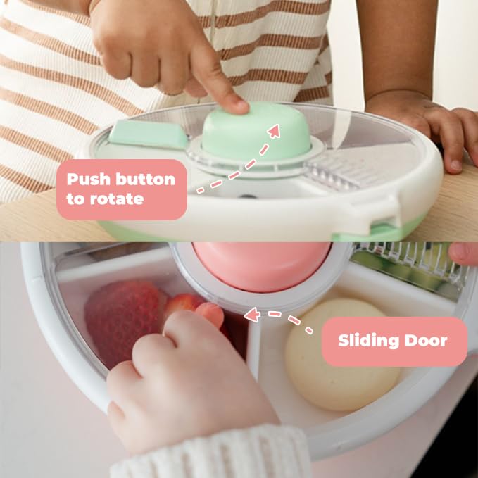 Kids Small Snack Spinner Slide Bundle with Hand Strap and Sticker Sheet