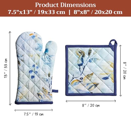 100% Cotton Oven Mitt & Pot Holder Set